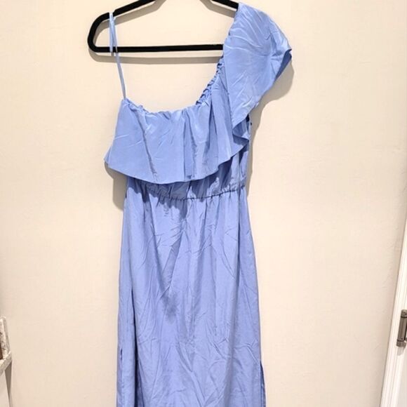 FINAL SALE🌷Club Monaco Hanitah👗 silk one shoulder ruffle dress size 10 - Picture 12 of 16